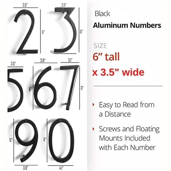 6 Inch Floating Mount Shadow House Address Number For Outside or Inside Number 0 - Picture 7 of 7